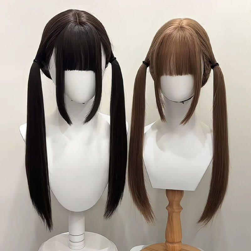 【扎好马尾】假发女Lolita甜美少萝双马尾黑长直自然仿真人假发套