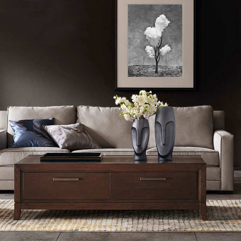 北欧风抽象人像玻璃花瓶客厅插花摆件酒店玄关样板间大装饰品