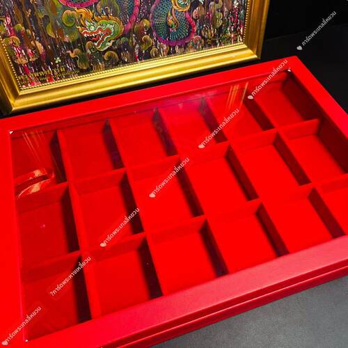 红色佛牌盒收纳盒皮质盒子珠宝首饰文玩收纳展示盒多规格咨询店主