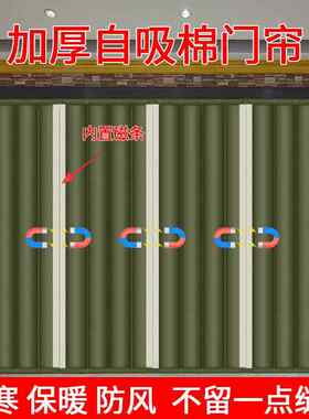 防水挡风磁吸牛津布棉门帘冬季加厚保暖挂帘家用商场现代简约