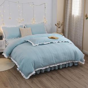 高档加厚夹棉冬天磨毛被四件套x 被套罩15 带床裙4件笠套床三件套