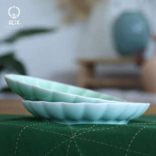 9英寸琉璃餐盘中式 龙泉瓯江青瓷菜盘餐具7 平盘鱼盘餐盘家用菜碟
