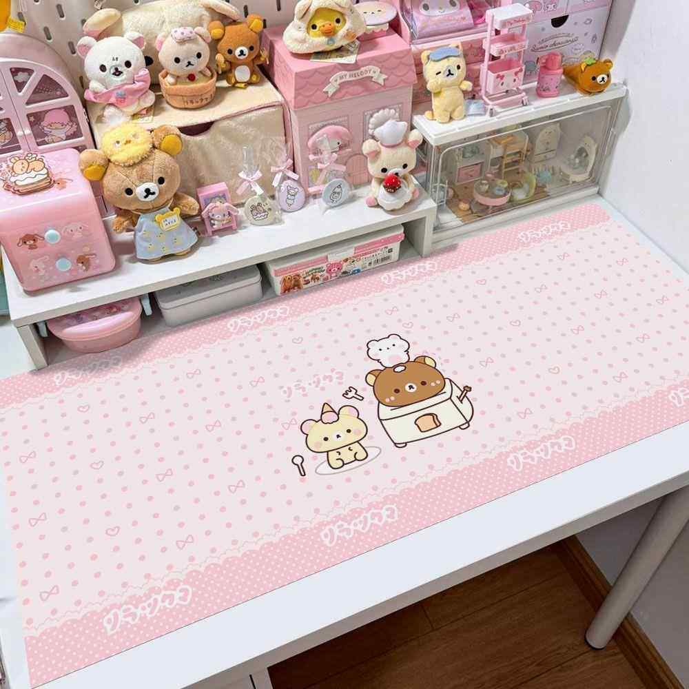 可爱Rilakkuma超大鼠标垫宿舍卧室女孩心桌垫锁边防滑电脑键盘垫