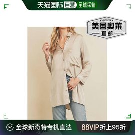 dress forum备受青睐的香槟色长款缎面衬衫 - 香槟色 美国奥莱