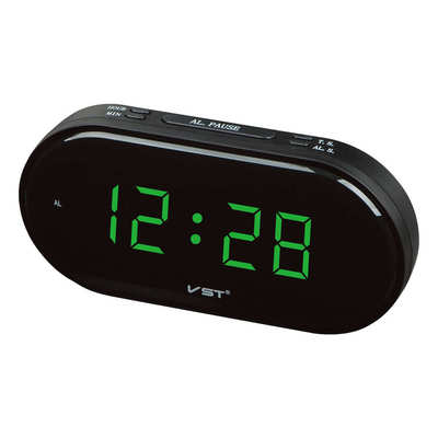 LED CLOCK电子钟 闹钟 椭圆形LED床头闹钟1.8寸LED灯显示插电台钟