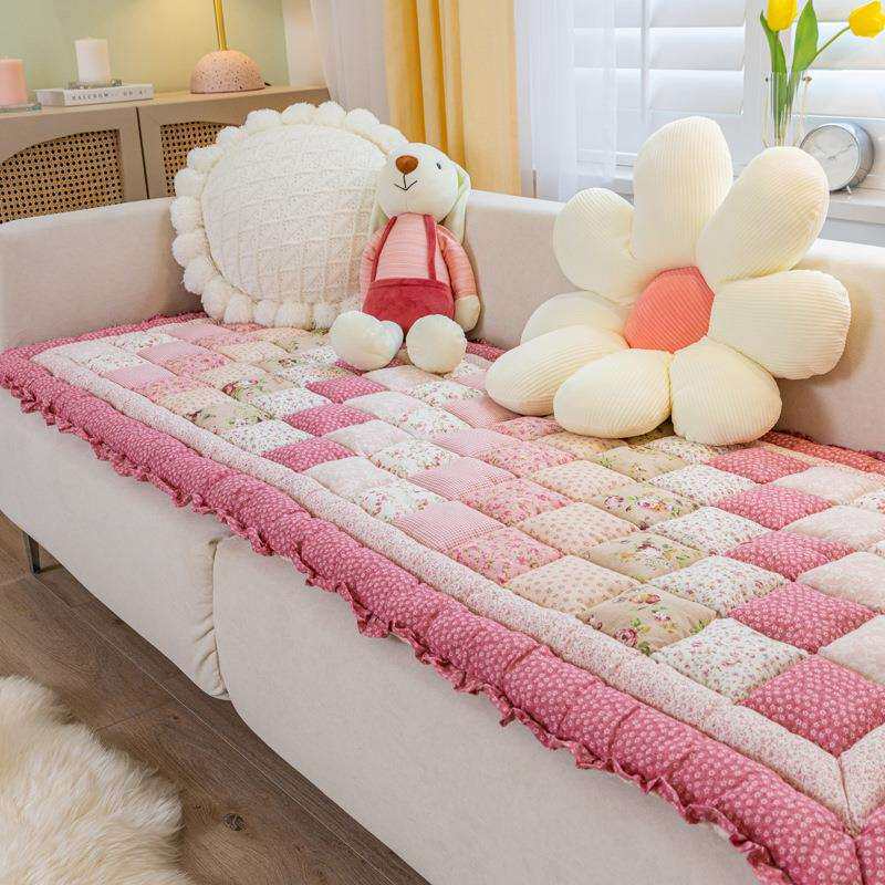 韩式全棉手工拼接全棉沙发垫四季通用防滑加厚客厅馒头垫子套巾罩