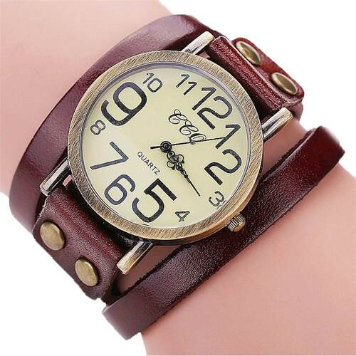 Luxury Brand Vintage Casual Cow Leather Bracelet Watch Women