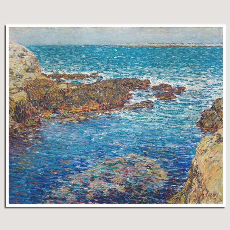 印象派哈萨姆《浅滩岛》油画版画字画书画世界名画风景画挂画