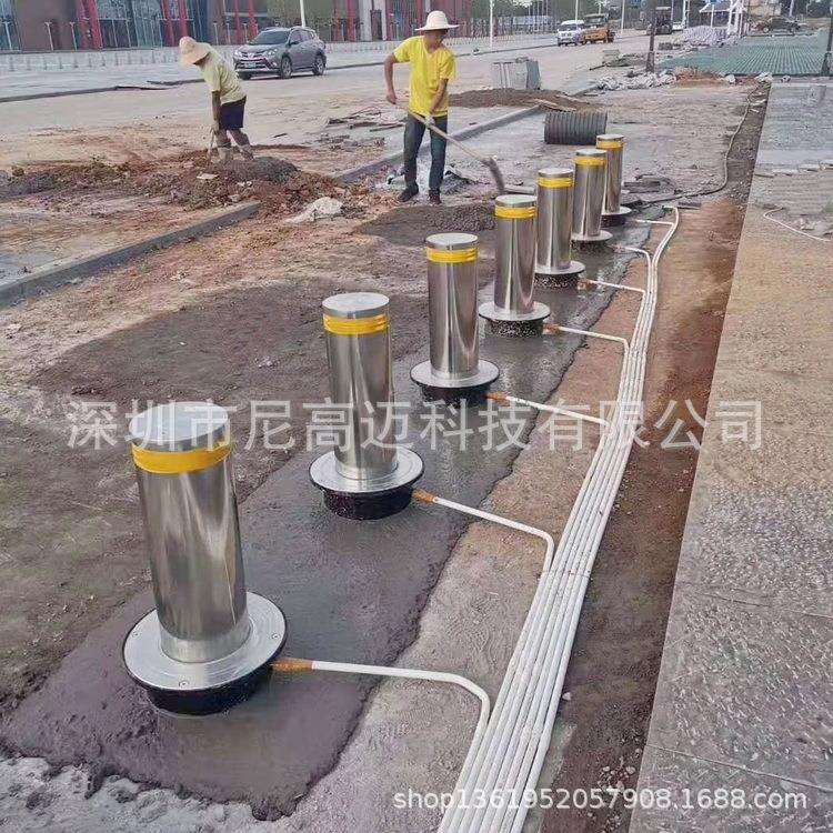 不锈钢成品活动式车挡幼儿园小学校园大门路口浅埋隐藏自动升降桩