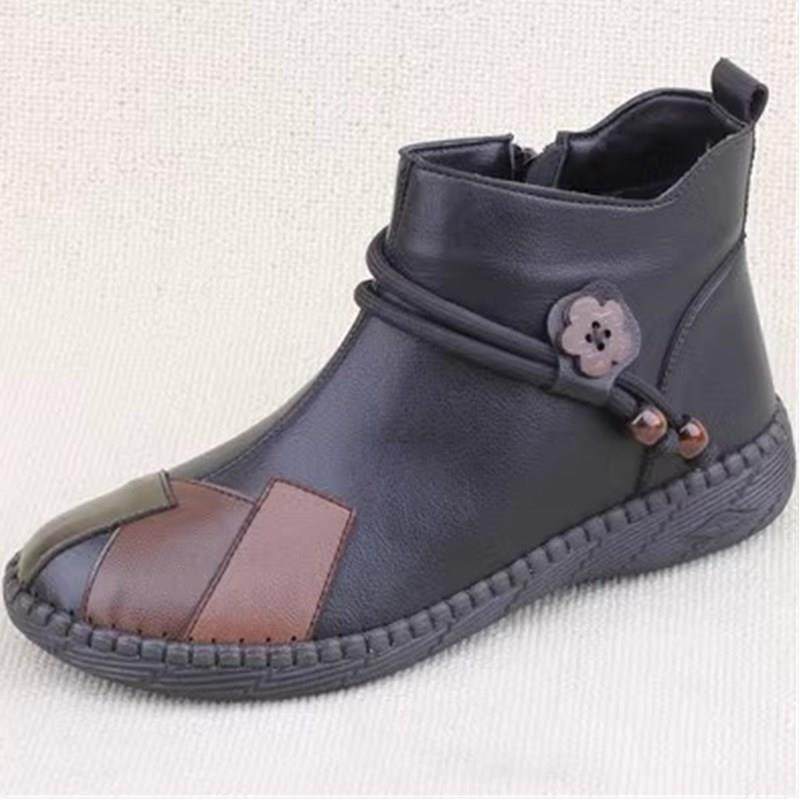 正品老北布鞋女靴子中老京年人妈妈二薄棉绒绒鞋冬季加保暖防滑短