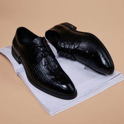 高档夏季流皮鞋男韩版正英伦潮头鞋子男士尖内增高休闲透气商务装