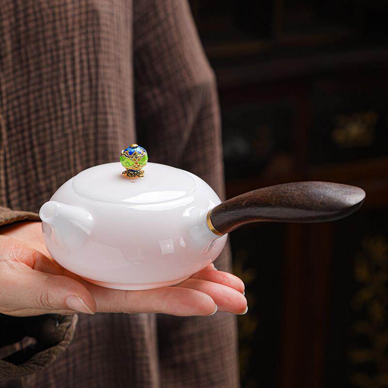 茶壶羊脂玉茶壶陶瓷泡茶器德化冰种白瓷小号西施单壶侧把功夫茶具