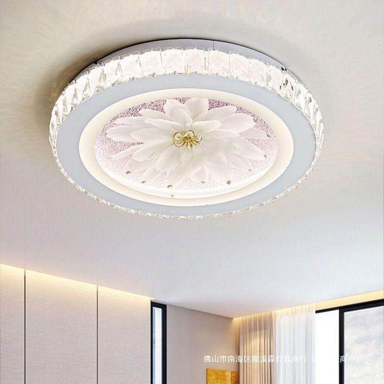 led主卧室吸顶灯2024款现代简约房间灯圆形水晶智能语音网红灯