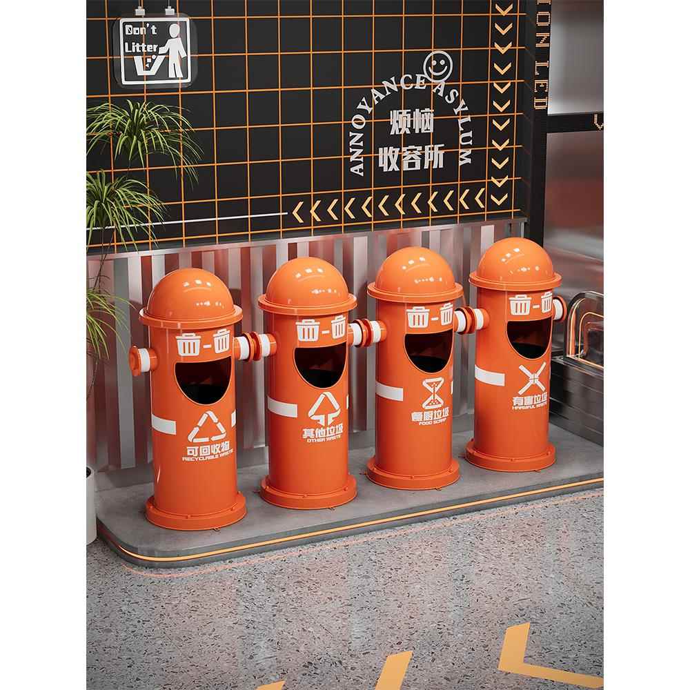 工业风铁艺垃圾桶户外商用卫生餐厅奶茶店网红创意油桶垃圾分类桶