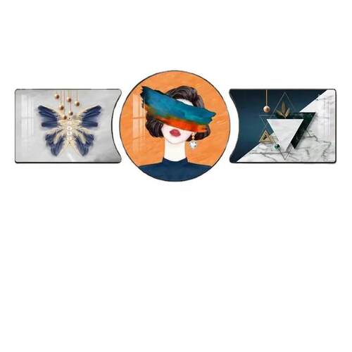 锦杏福禄轻奢客厅装饰画现代大气沙发背景墙挂画新款三联画寓意好