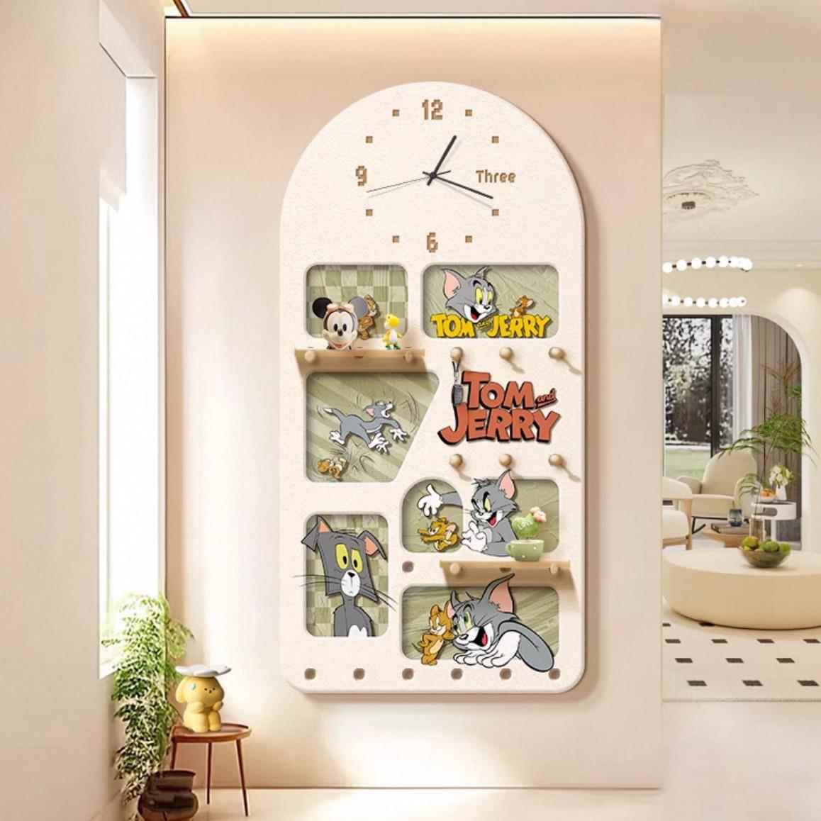 油风猫和表老鼠洞洞板户进门玄关洞洞板装装饰画奶钟入置物架客厅