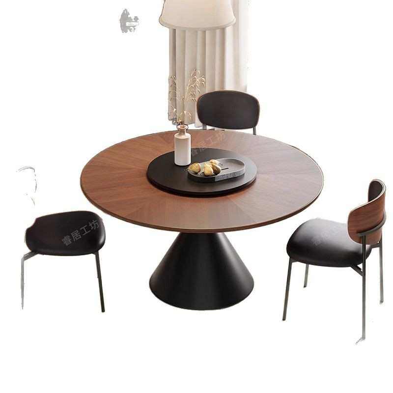 中古风实木餐桌椅组合碳素钢圆形桌轻奢圆桌带转盘家用小户型餐桌,住宅家具,餐桌+餐椅,淘宝优惠券,粉丝福利购,淘宝优惠卷