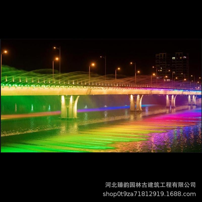 桥体一维喷泉喷头摇摆直喷水幕水帘桥体灯光亮化水景装饰设备厂家