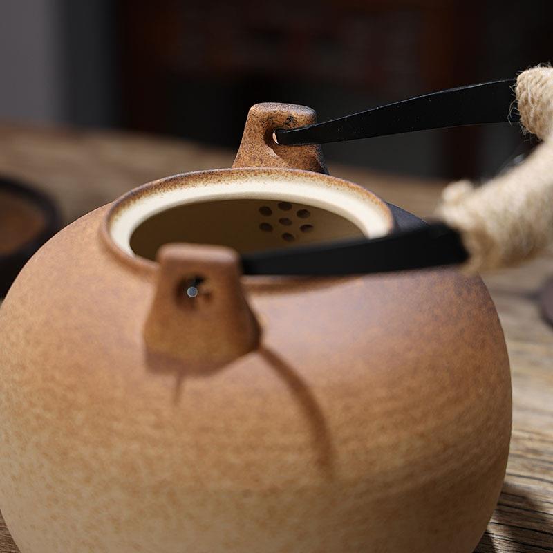 惠轩泽日式白泥煮茶陶窑变壶矿烧KNN水提梁壶大容量原茶壶围炉煮