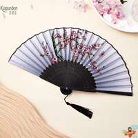 Solid-color folding fan, men's bamboo fan, cool practice fan. The body fan is a bold and imposing folding fan with a bamboo frame thumbnail 4