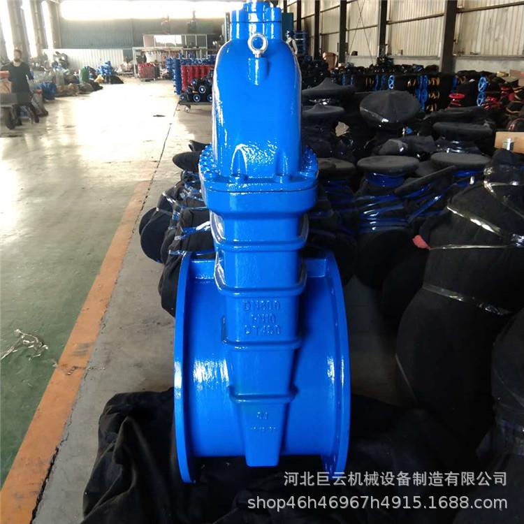 河北阀门厂大口径机械手动电动伞齿轮球铁法兰软密封闸阀开关