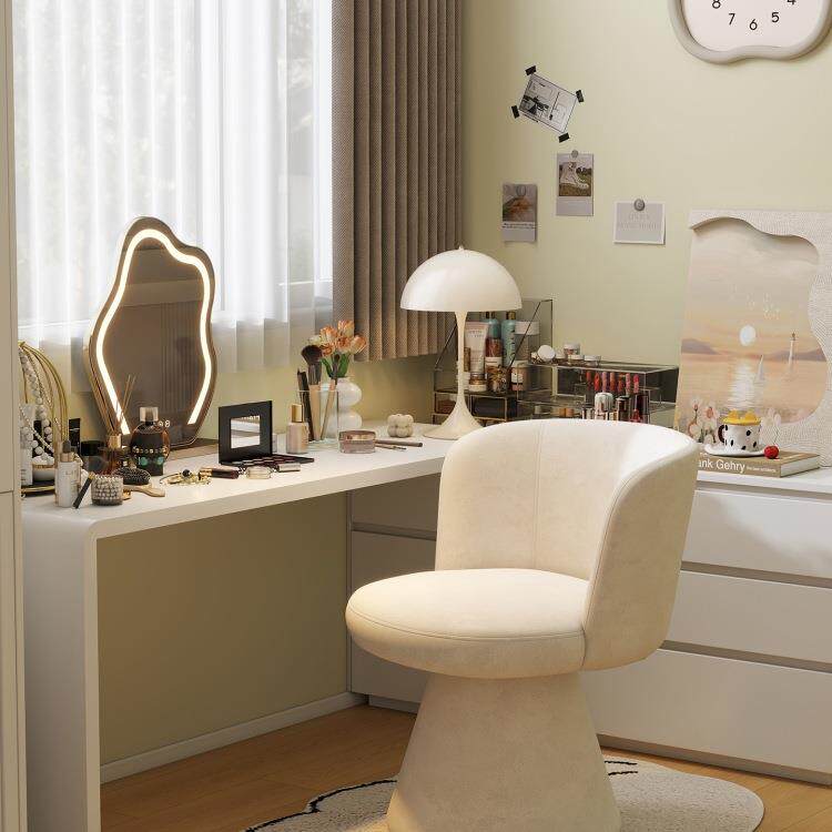 北欧化妆凳梳妆椅可旋转洽谈椅休闲椅设计师卧室奶油风梳妆台凳子