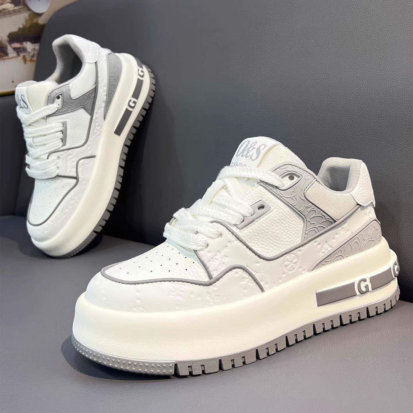 潮牌男鞋2026春季新款欧货复古印花高端厚底老爹鞋时尚百搭阿甘鞋