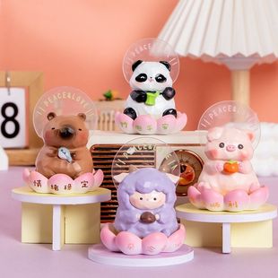 电脑屏幕小摆件特别好看的小摆件喜气莲莲二代静心佛系办公室桌面