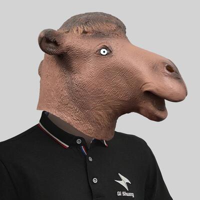 搞笑骆驼动物头套面具化妆舞会恶搞乳胶头饰万圣节日派对表演道具