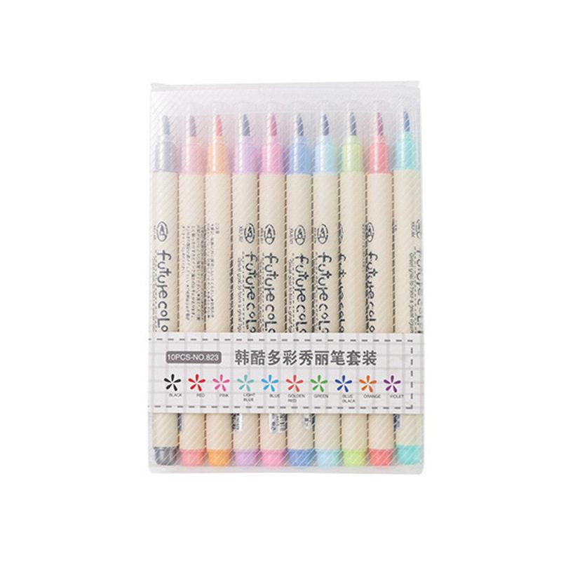 韩酷软毛笔小楷签名女生秀丽笔手帐用水彩笔套装毛笔软头笔10色装图片