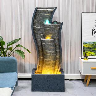 室内落地流水屏风摆件装 饰品墙大气生财轻景观高端奢阳台客厅水幕