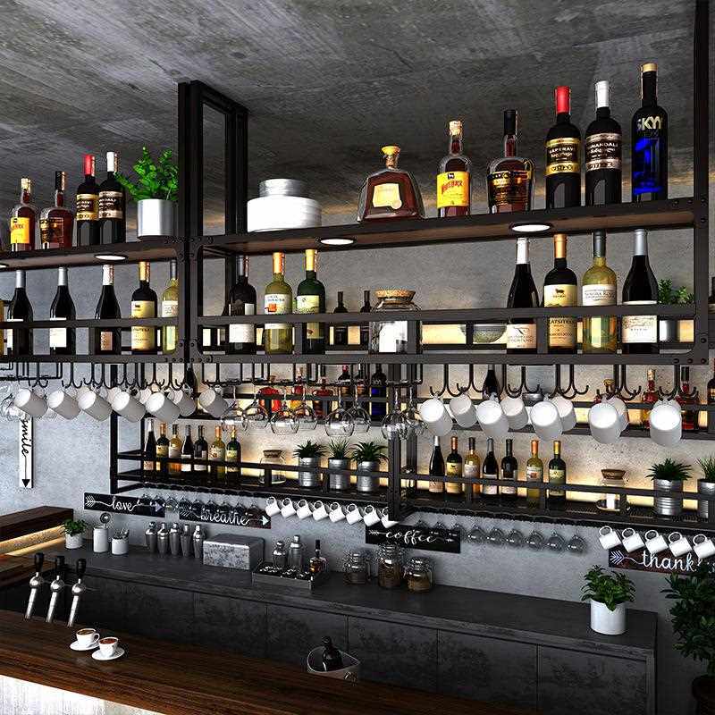 吧台吊架酒架悬挂置物架餐厅壁挂酒柜倒挂红酒杯架工业风酒吧吊柜