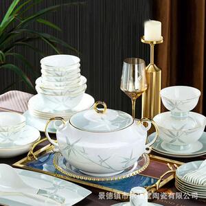 高档新款餐具套装中式景德镇骨瓷高档酒店家用新婚碗碟盘
