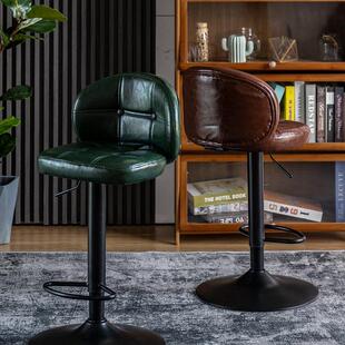 吧台椅升降旋转椅子前台吧凳现代简约吧椅酒吧高脚凳家用高靠背p^