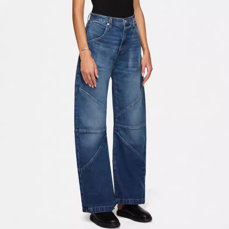 trousers mopping casual distressed straight drape street