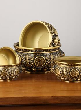 新款直销黄铜聚宝盆狮头聚宝盆家居工艺品摆件客厅店铺办公室礼品