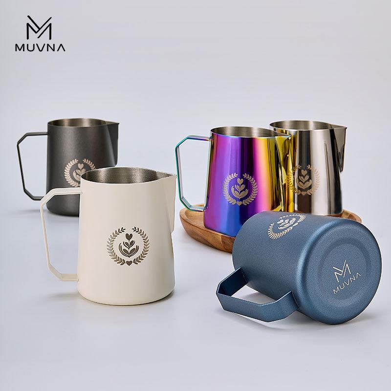 MUVNA慕威纳咖啡拉花缸尖嘴拉花神器奶泡杯不锈钢打奶缸450/600ml图片