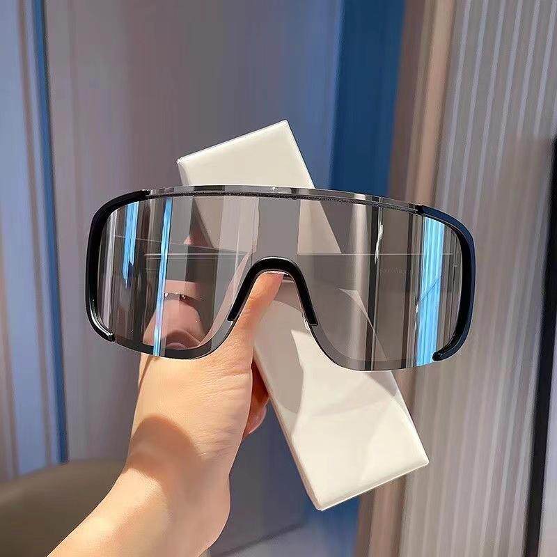 韩版春夏季连体片墨镜女大脸防风骑行眼镜男潮反光运动护目滑雪镜