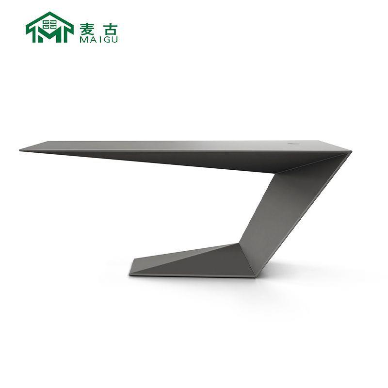麦古北欧简约现代创意极简餐桌全木质喷漆艺术形玄关台办公桌长桌