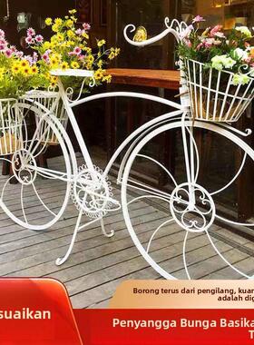 田园铁艺自行车花架子欧式创意摆件家具饰品商场店铺橱窗装饰道具