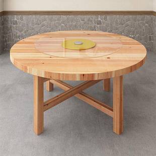 实木圆形餐桌椅组合加厚折叠带转盘酒店大圆桌面板餐厅饭店夜宵桌