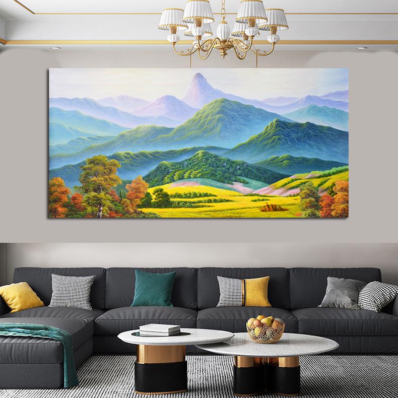 客厅画壁画巨人山欧式靠山图办公室墙上贴画背景墙大幅装饰画定制