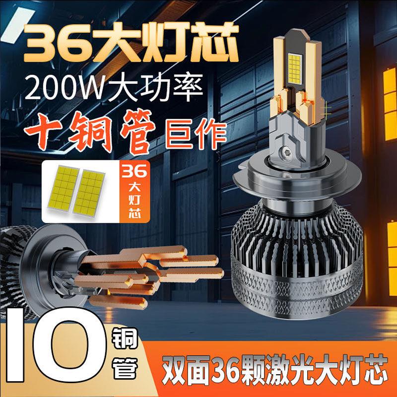 超亮十铜管聚光灯汽车激光LED客厅灯H7H1透镜H4远近光灯9005H11强