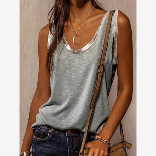 Summer Tie Loose Vest Sleeveless T-shirt fasion欧美背心T恤