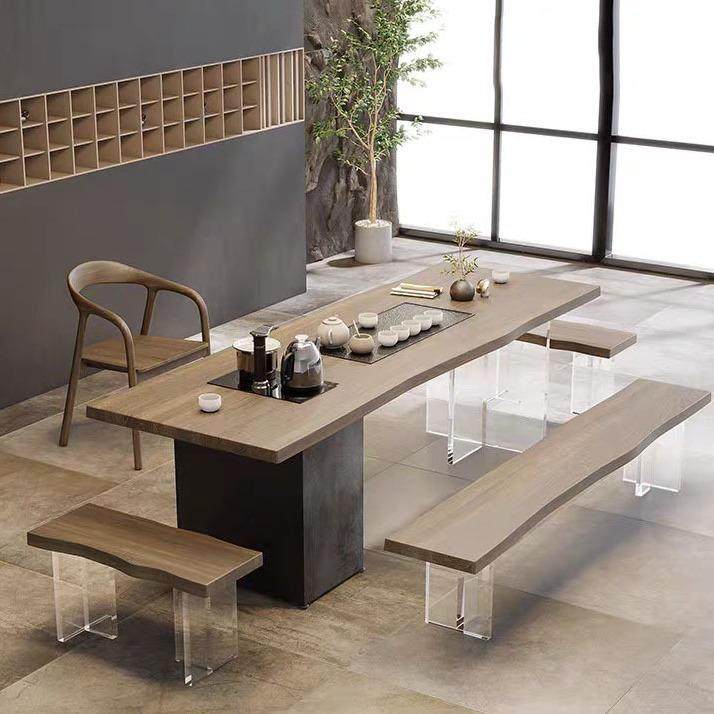 中式实木亚克力大板功夫茶台茶桌椅组合简约办公茶室泡茶桌