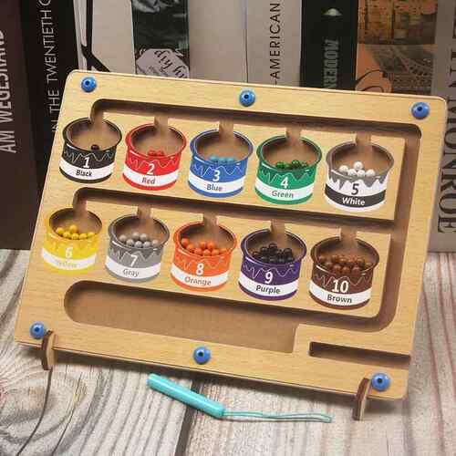 颜色认知教具2幼儿宝宝数字分类磁力迷宫玩具儿童磁性运笔计数板