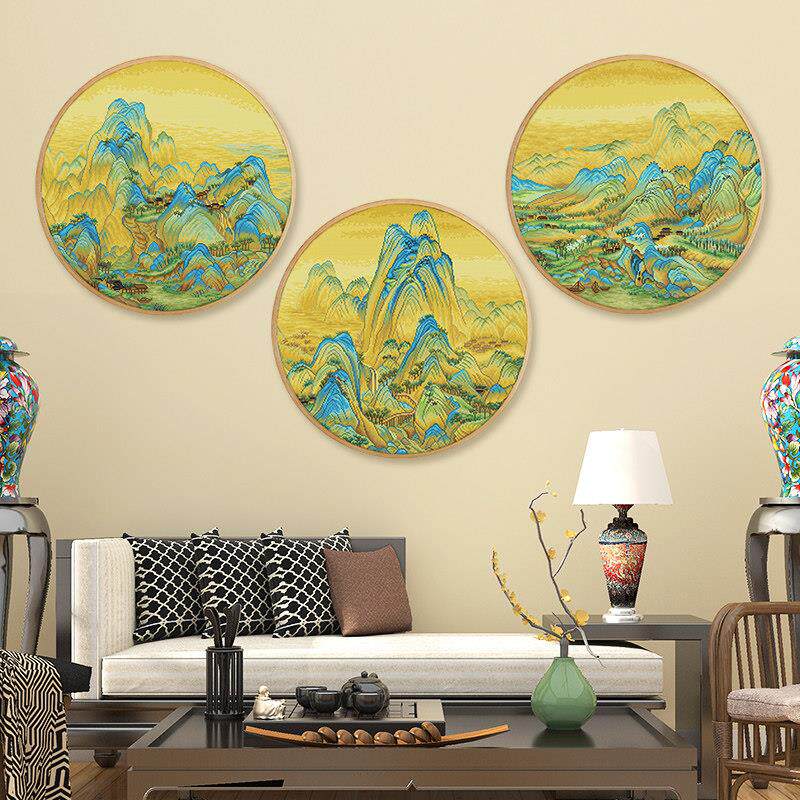 kS千里江山图十字绣2025新款客厅古典名画 画非满绣三联画 画自己