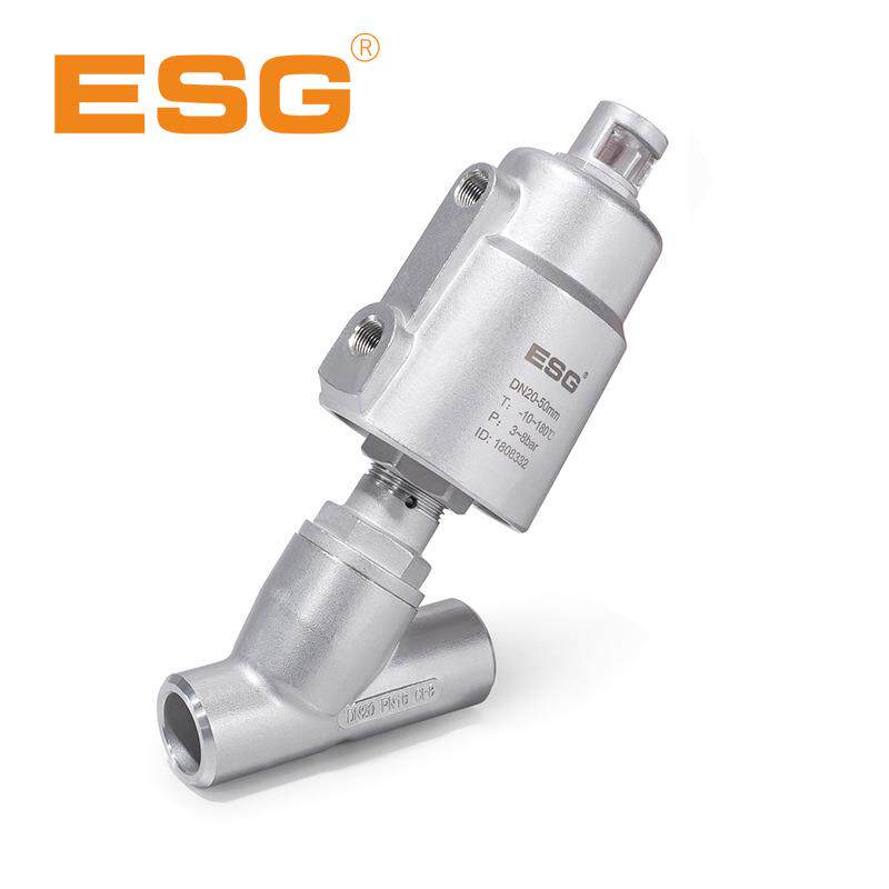 esg焊接气动角座阀高温蒸汽阀y型双向截止阀04不锈钢气控阀厂家