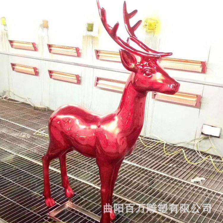 彩色电镀切面不锈钢鹿雕塑 几何不锈钢鹿支持尺寸
