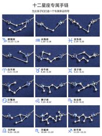 幸运十二星座月光石手链女生纯银巨蟹狮子天秤天蝎射手座生日礼物